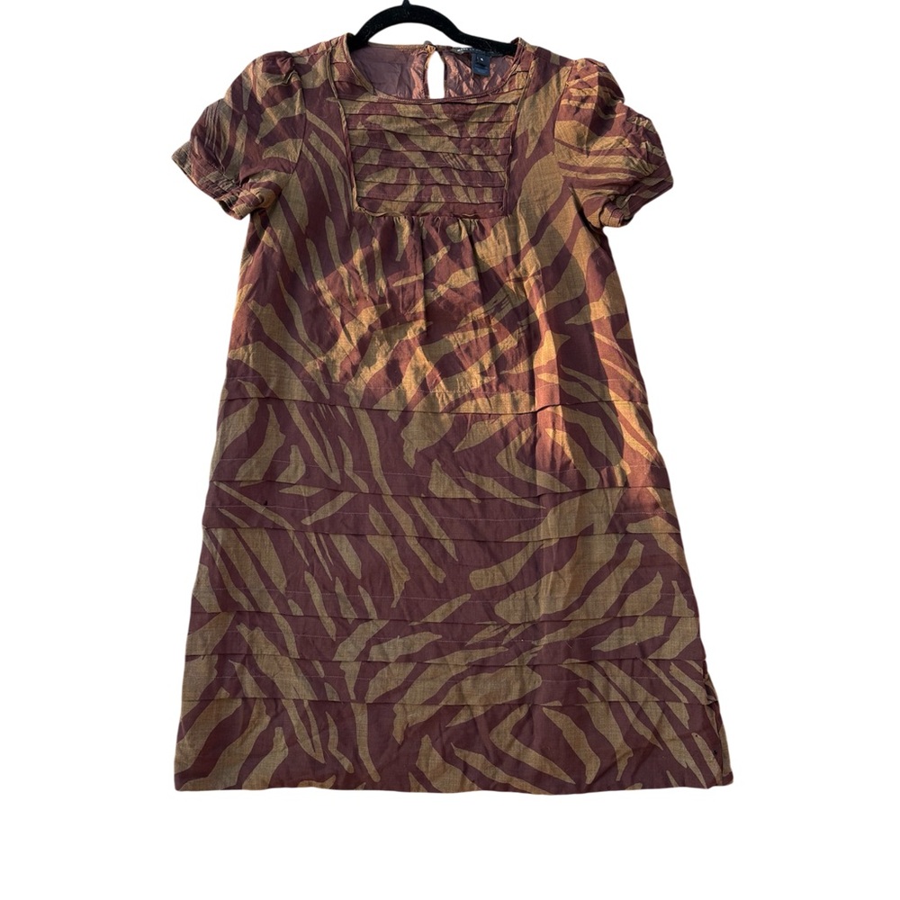 Marc by Marc Jacobs 2000s Brown Zebra-Print A-Line Short Sleeve Dress 6
